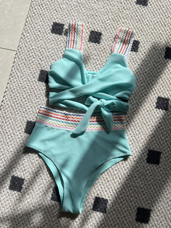 New Rainbow Ribbon Series High Waisted Two-piece Swimsuit Bikini