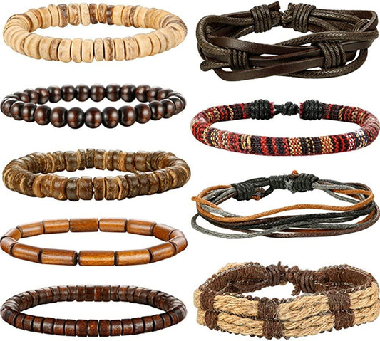 21 Pcs Braided Leather Bracelets for Men Women Cuff Bracelet,Adjustable