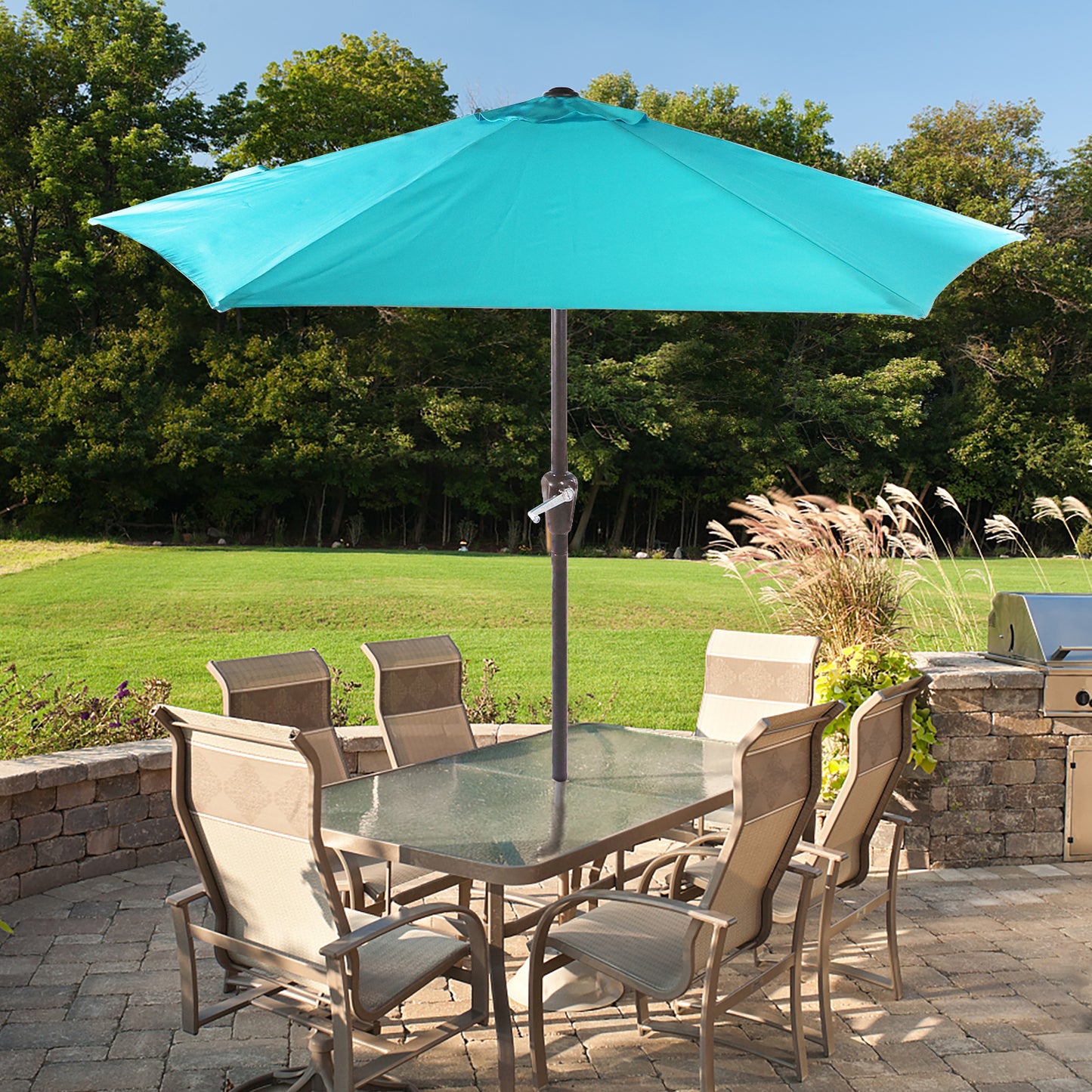 7.5ft  Patio Umbrella Outdoor Table Market Umbrella with Push Button Tilt and Crank