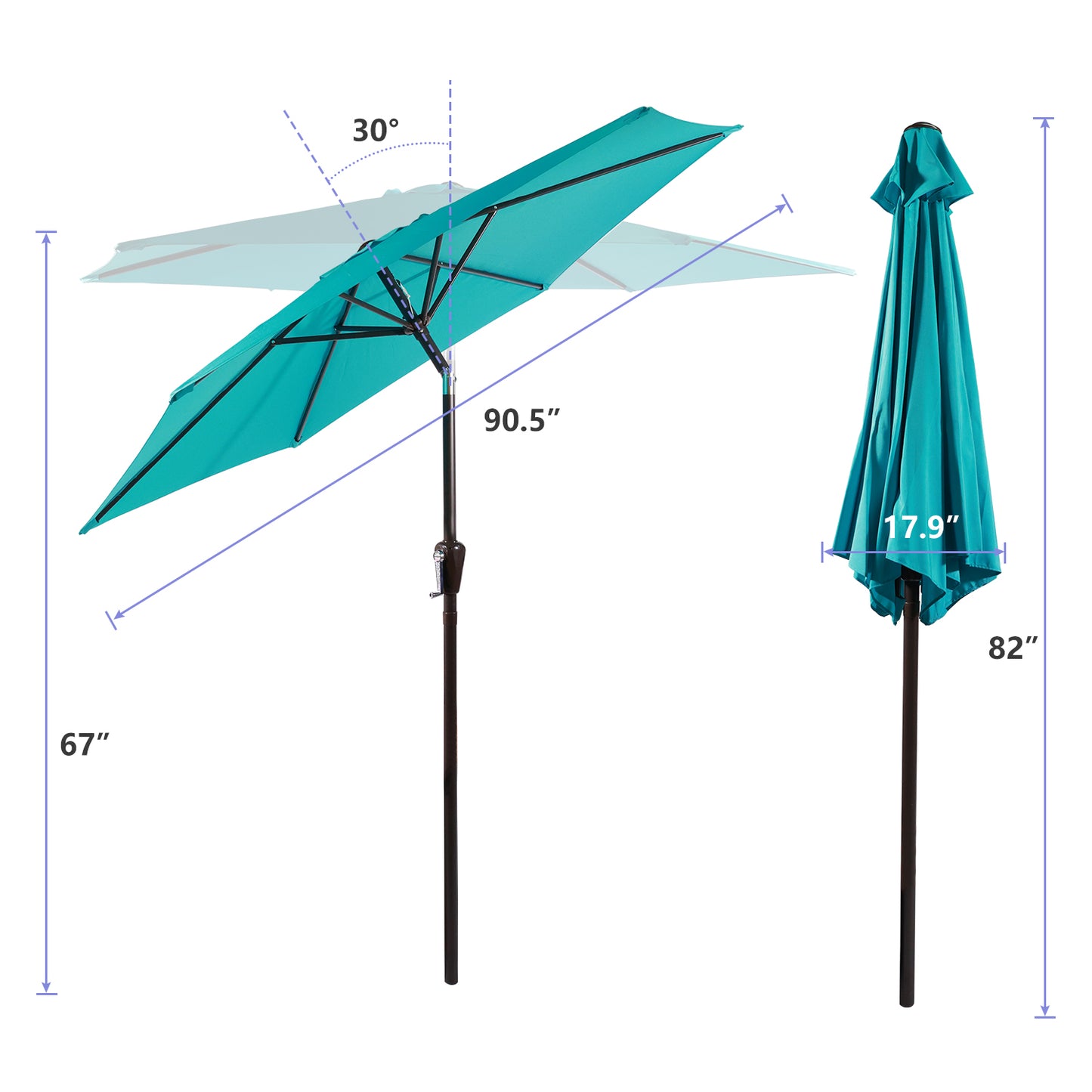 7.5ft  Patio Umbrella Outdoor Table Market Umbrella with Push Button Tilt and Crank