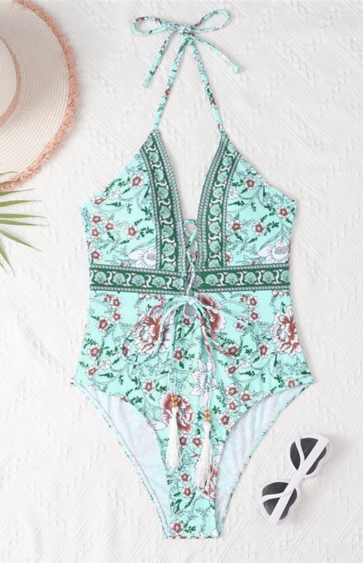 Women's Cutout Print One Piece Swimsuit