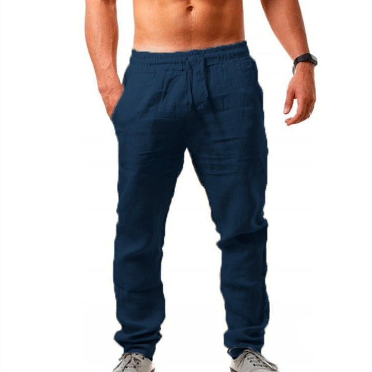 Men's solid elasticated waist loose-fitting casual pants