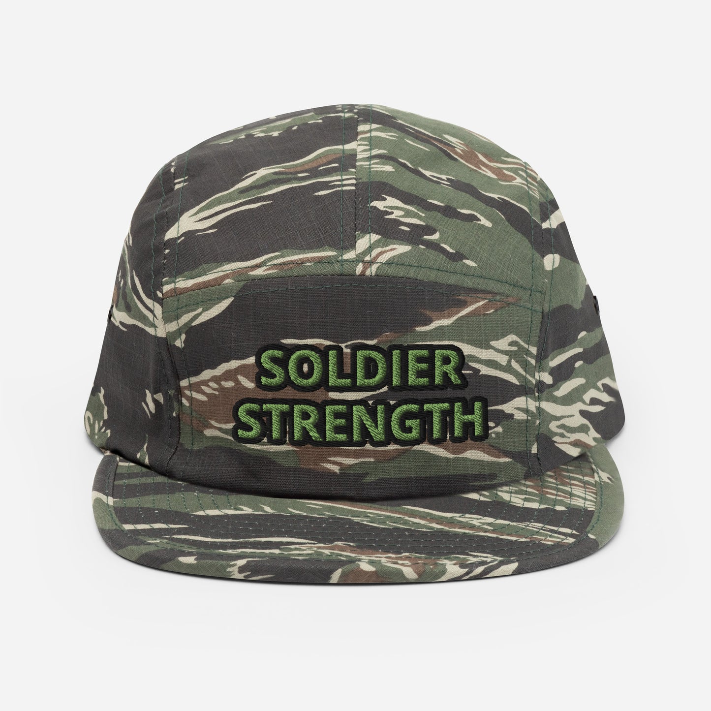 SOLDIER STRENGTH IN BLACK OR IN CAMO PRINT Five Panel Cap