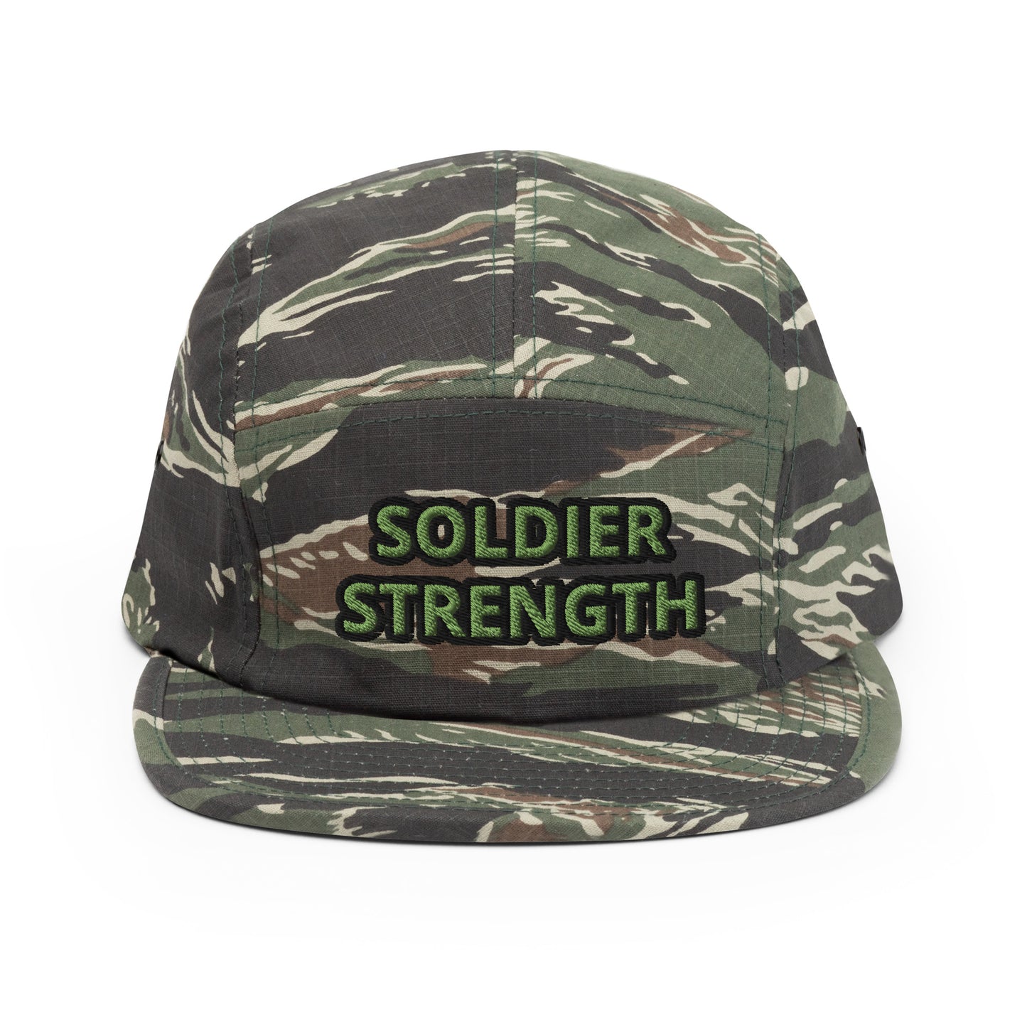 SOLDIER STRENGTH IN BLACK OR IN CAMO PRINT Five Panel Cap