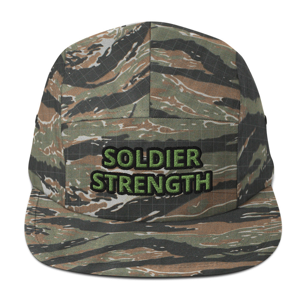 SOLDIER STRENGTH IN BLACK OR IN CAMO PRINT Five Panel Cap