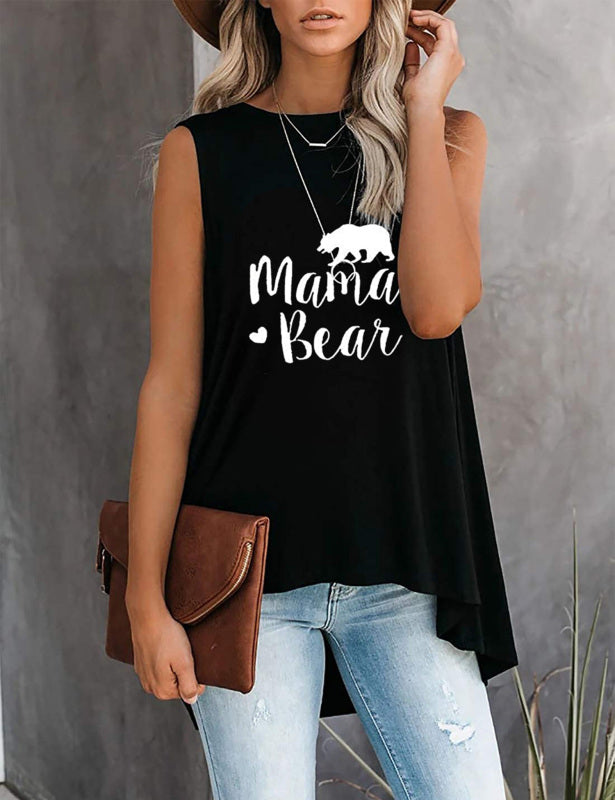 Fashion All-Match Casual  Ladies Sleeveless Printed T-Shirt