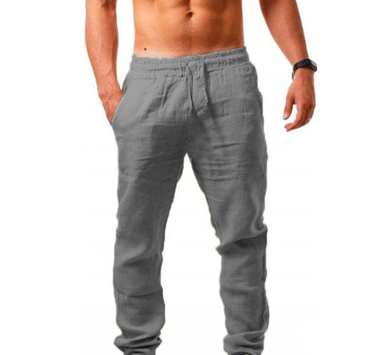 Men's solid elasticated waist loose-fitting casual pants