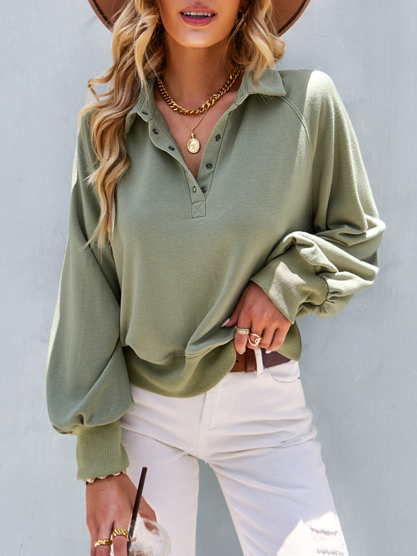 Women's fashion solid color long sleeved sweater top