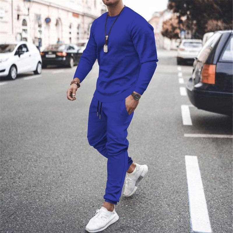 Long-sleeved casual suit men's solid color trendy sports suit