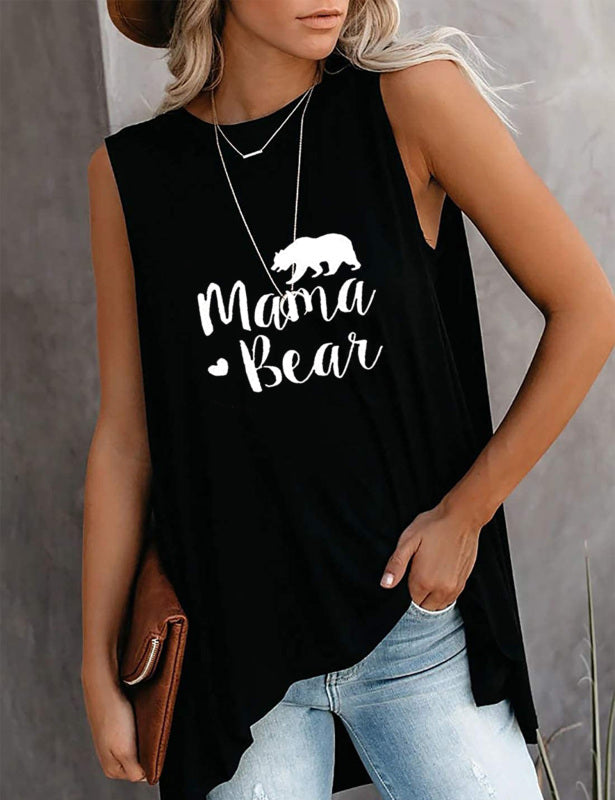 Fashion All-Match Casual  Ladies Sleeveless Printed T-Shirt