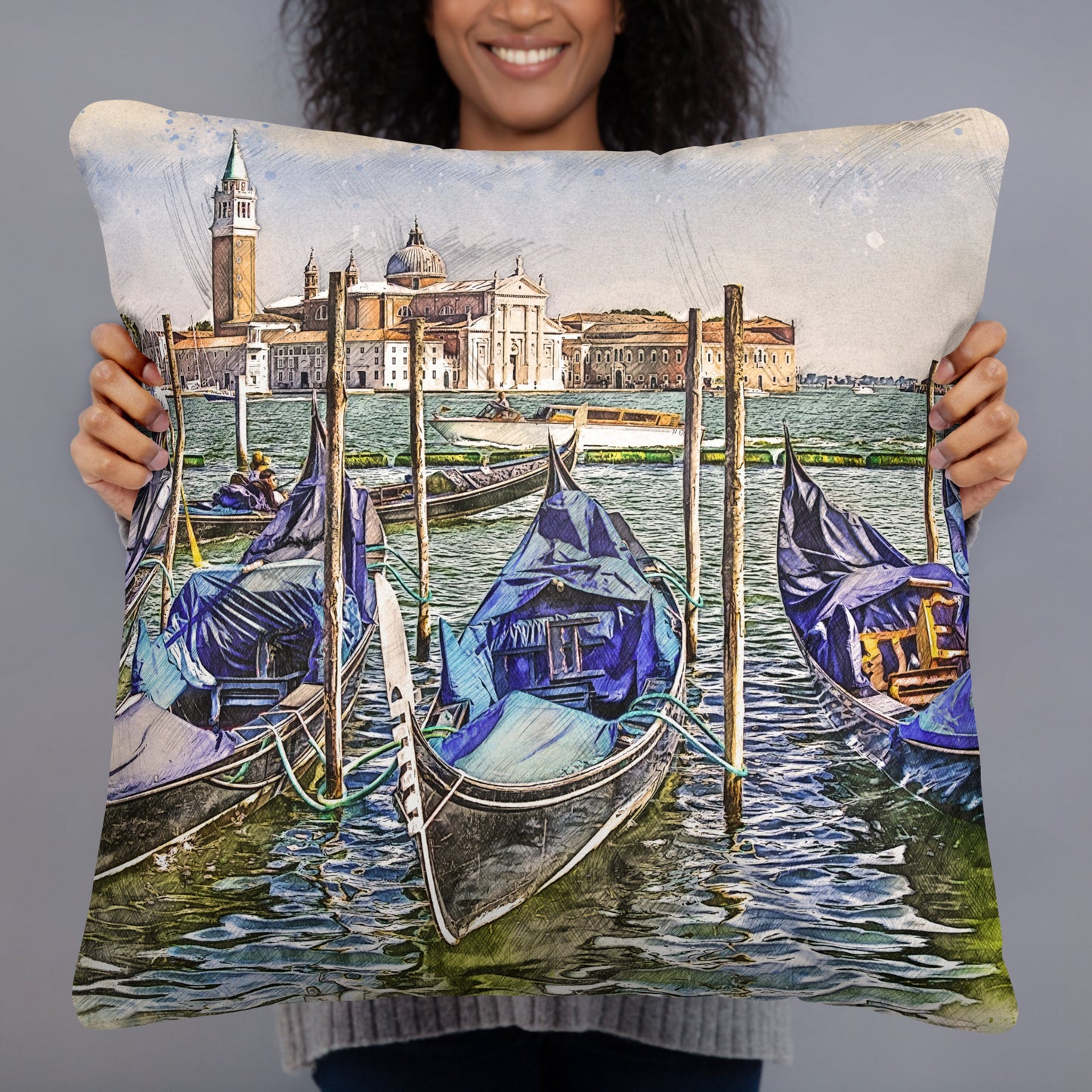 VENICE BOATS  DECOR Pillow