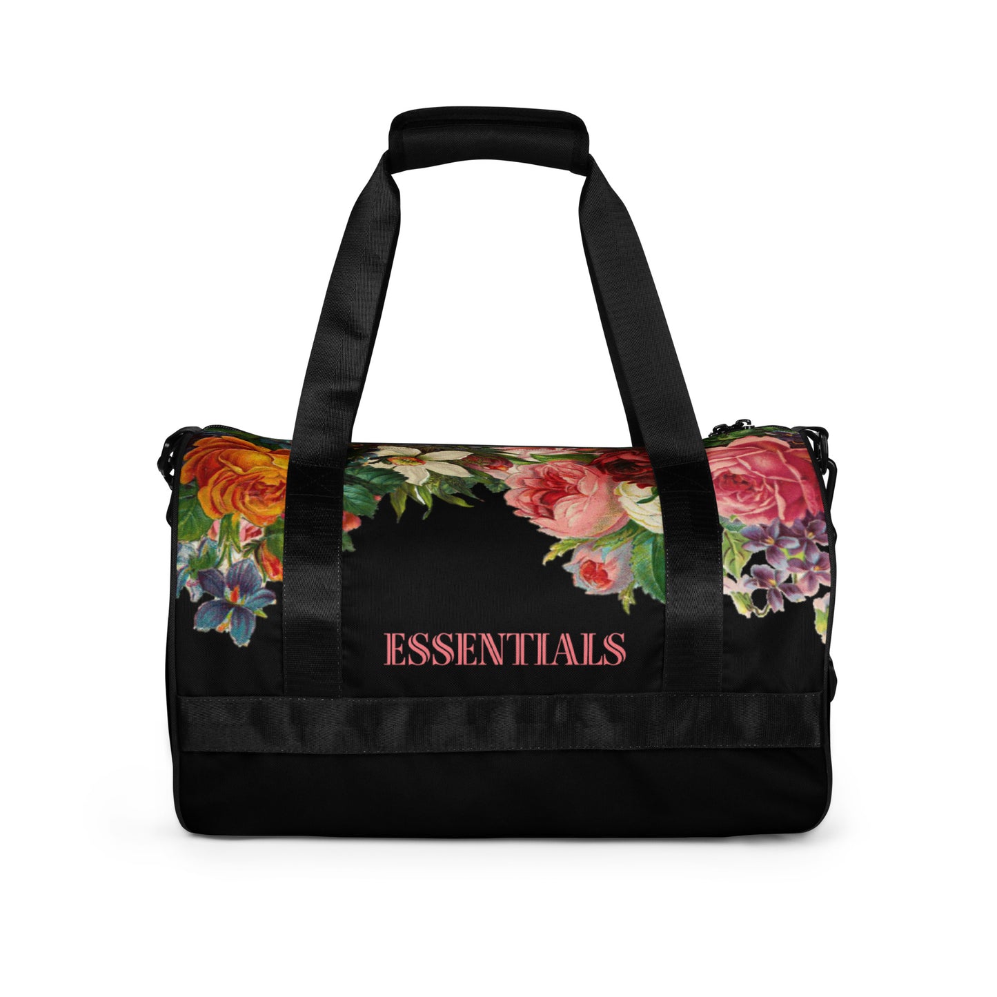 FLOWER DESIGN WITH ESSENTIALS QUOTE All-over print gym bag