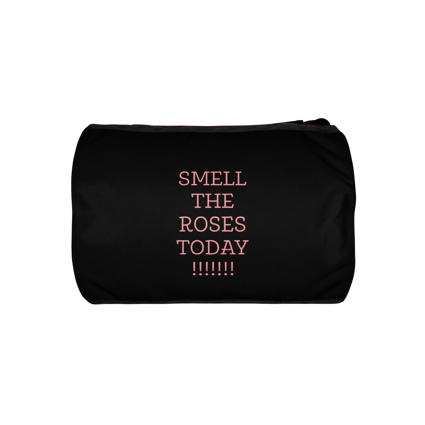 ROSE-All-over print gym bag--ON THE BOTTOM OF BAG IT SAYS STOP AND SMELL THE ROSES!