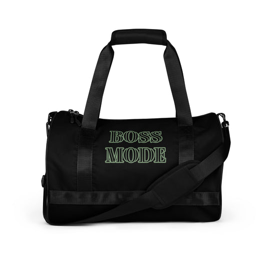 BOSS MODE- SAGE COLOR ON BLACK BACKGROUND All-over print gym bag