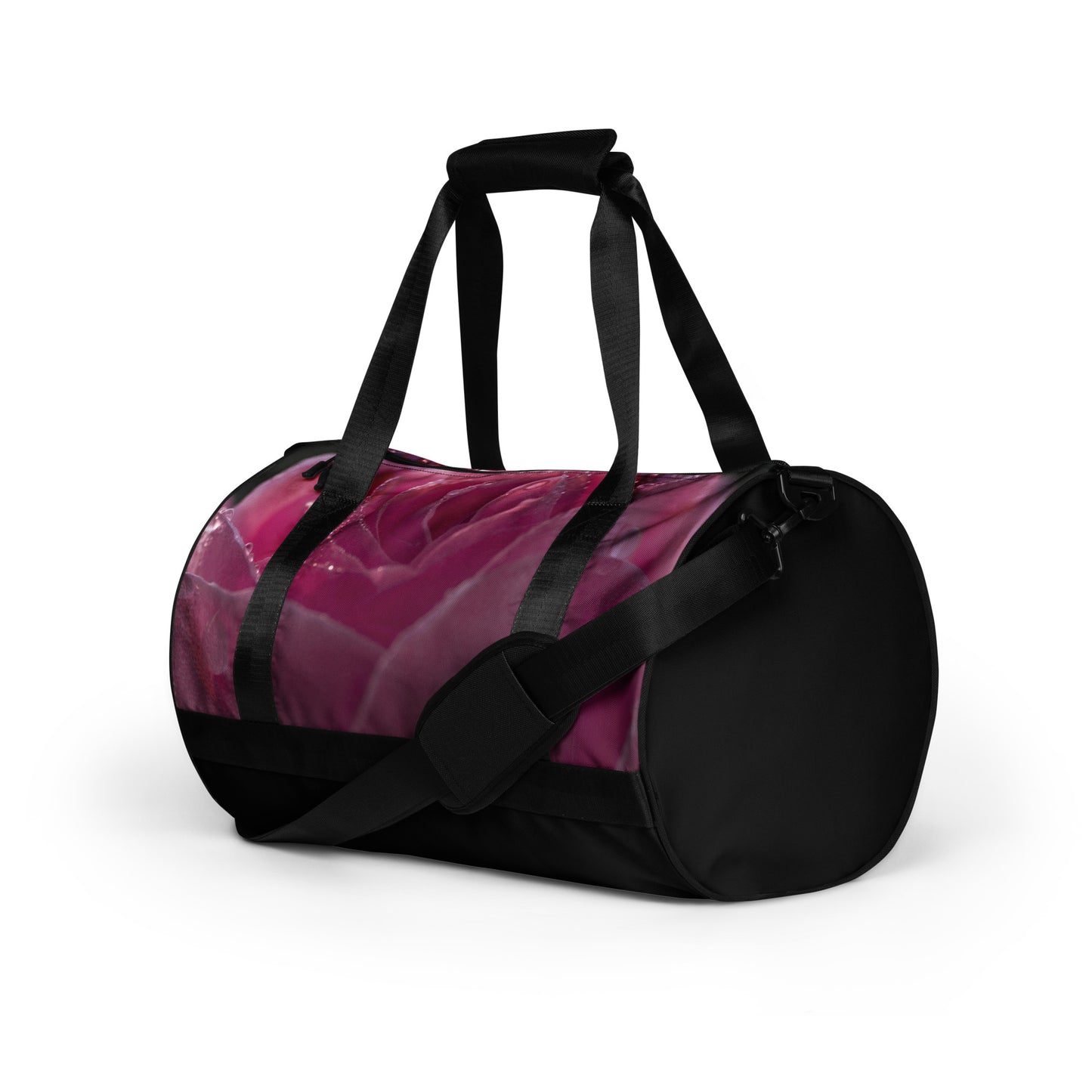 ROSE-All-over print gym bag--ON THE BOTTOM OF BAG IT SAYS STOP AND SMELL THE ROSES!