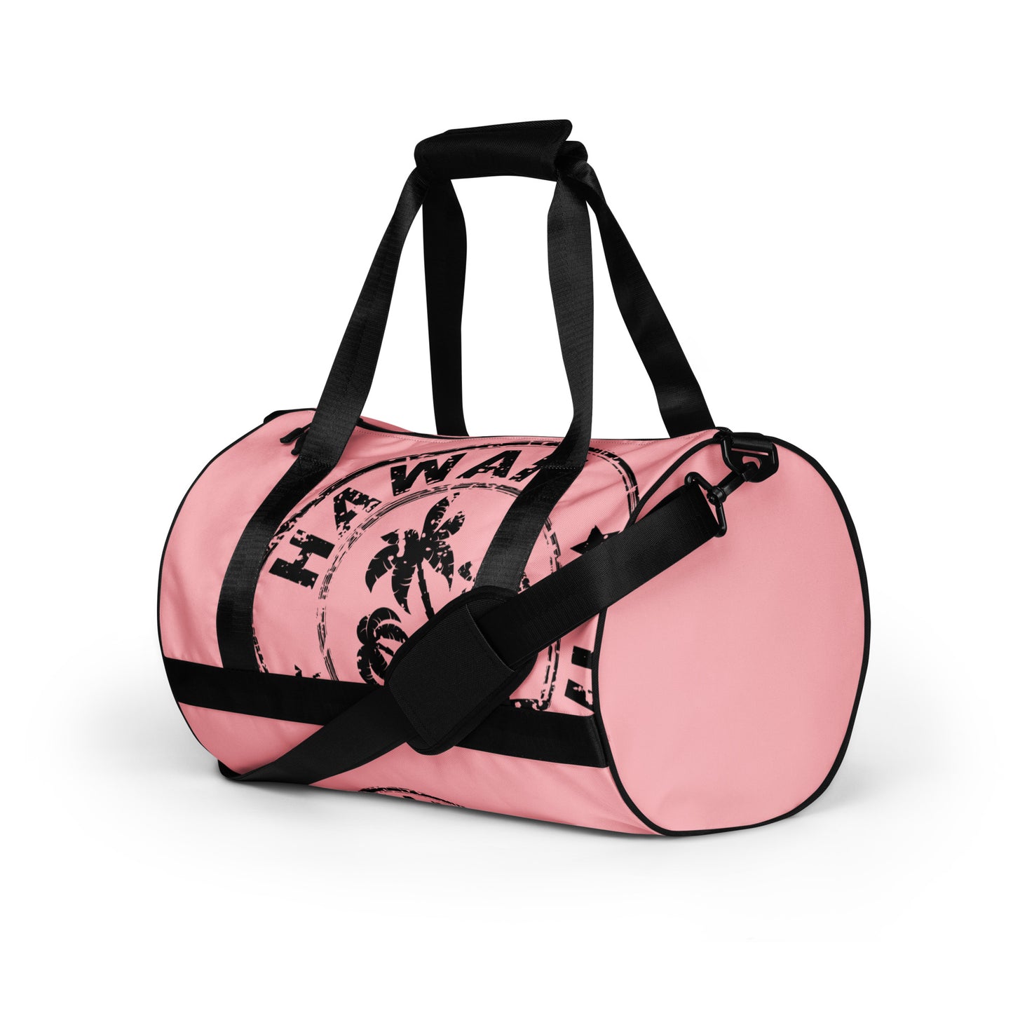 HAWAII STAMP IN BLACK WITH PINK BACKGROUND-All-over print gym bag