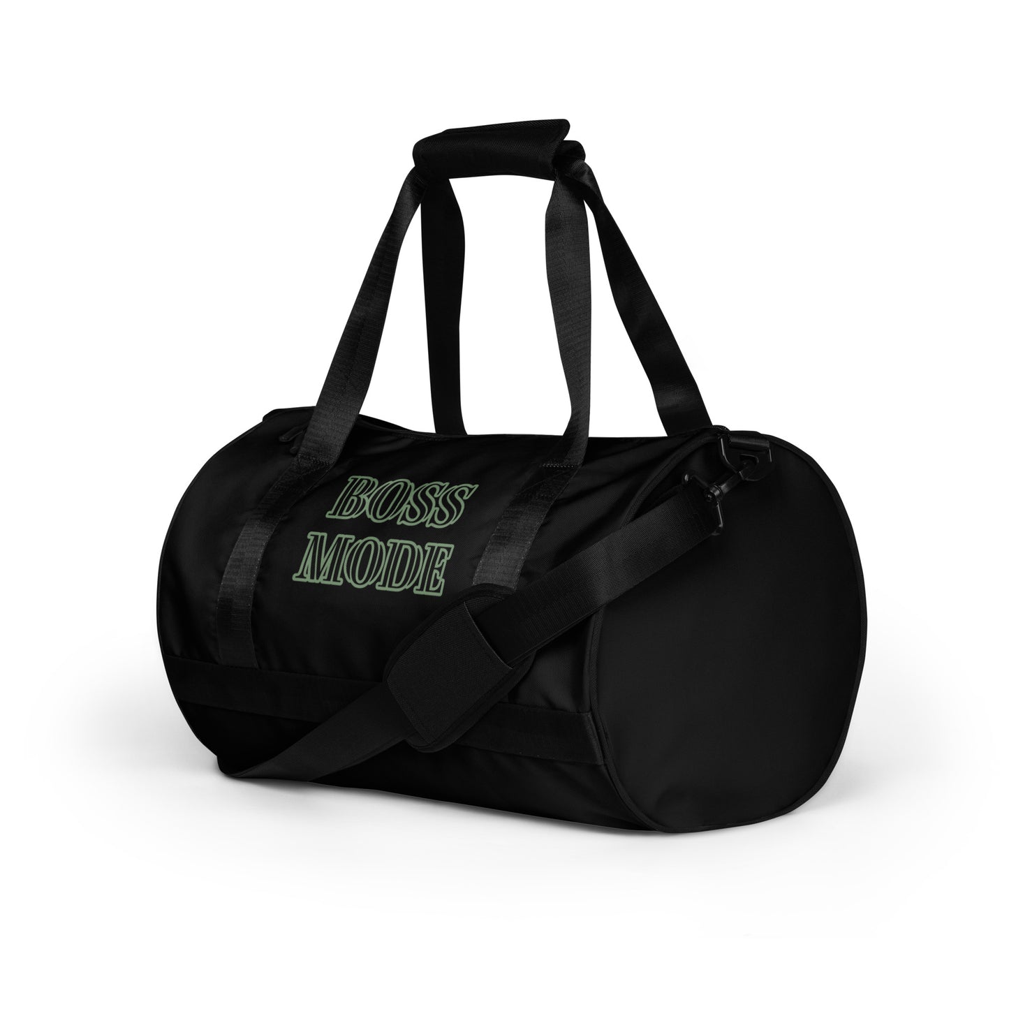 BOSS MODE- SAGE COLOR ON BLACK BACKGROUND All-over print gym bag