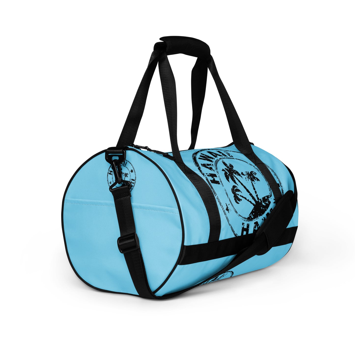 HAWAII BLACK DISTRESSED DESIGN STAMP WITH BLUE BACKGROUND All-over print gym bag