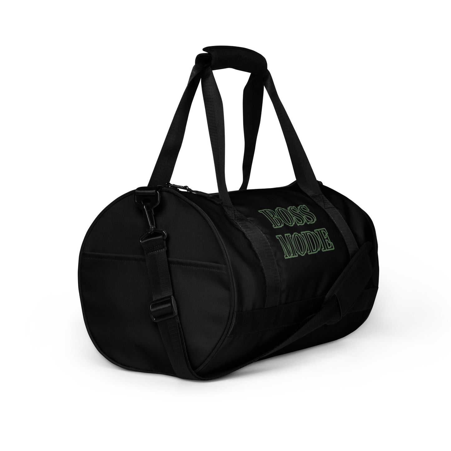 BOSS MODE- SAGE COLOR ON BLACK BACKGROUND All-over print gym bag