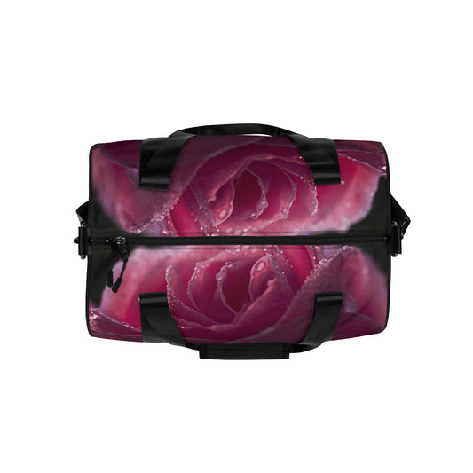 ROSE-All-over print gym bag--ON THE BOTTOM OF BAG IT SAYS STOP AND SMELL THE ROSES!