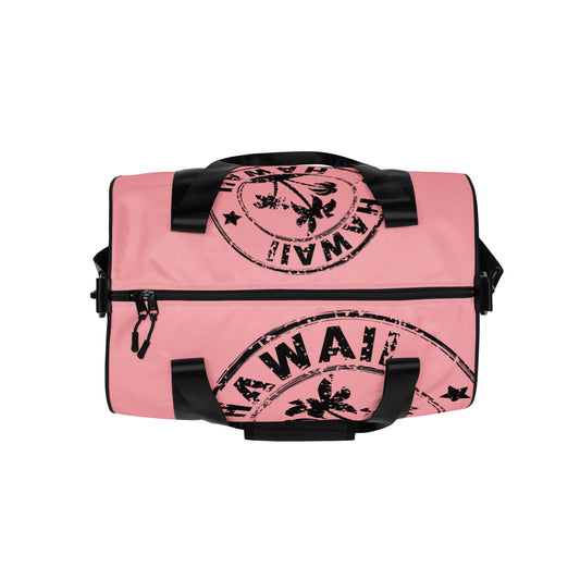 HAWAII STAMP IN BLACK WITH PINK BACKGROUND-All-over print gym bag