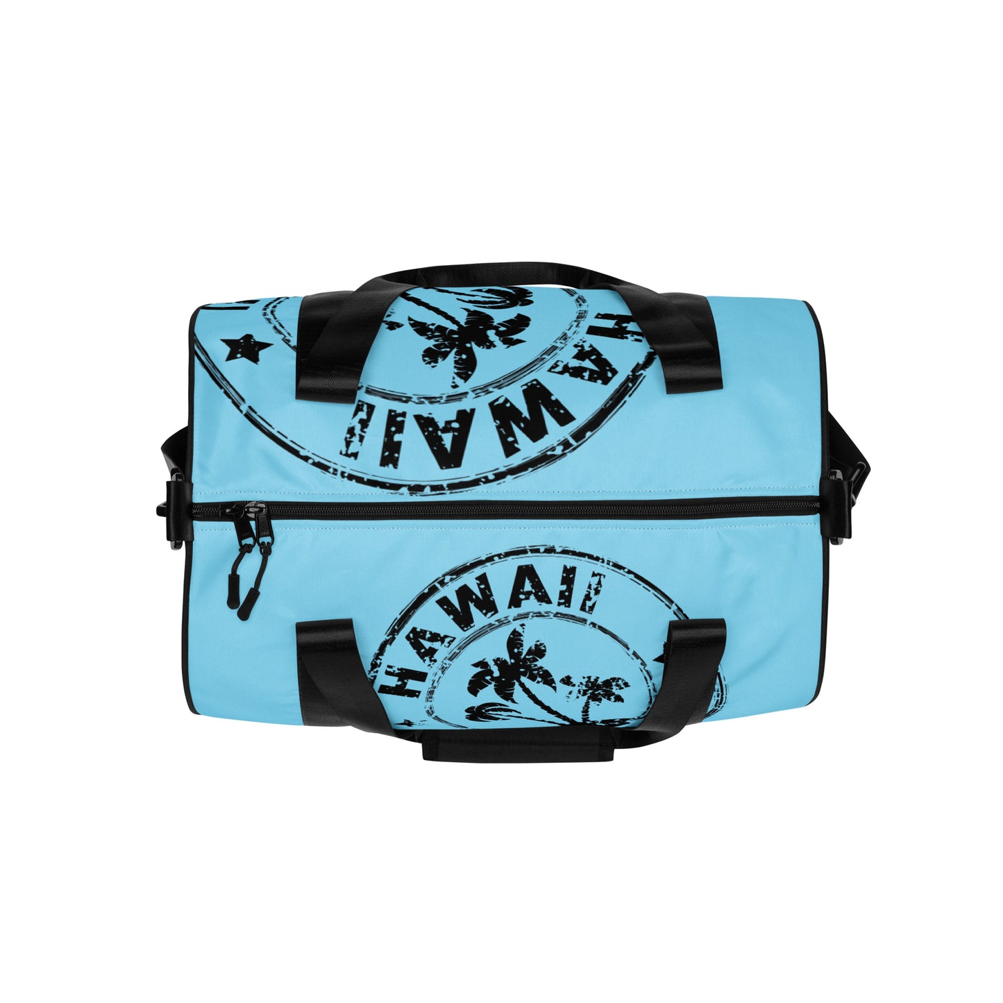 HAWAII BLACK DISTRESSED DESIGN STAMP WITH BLUE BACKGROUND All-over print gym bag