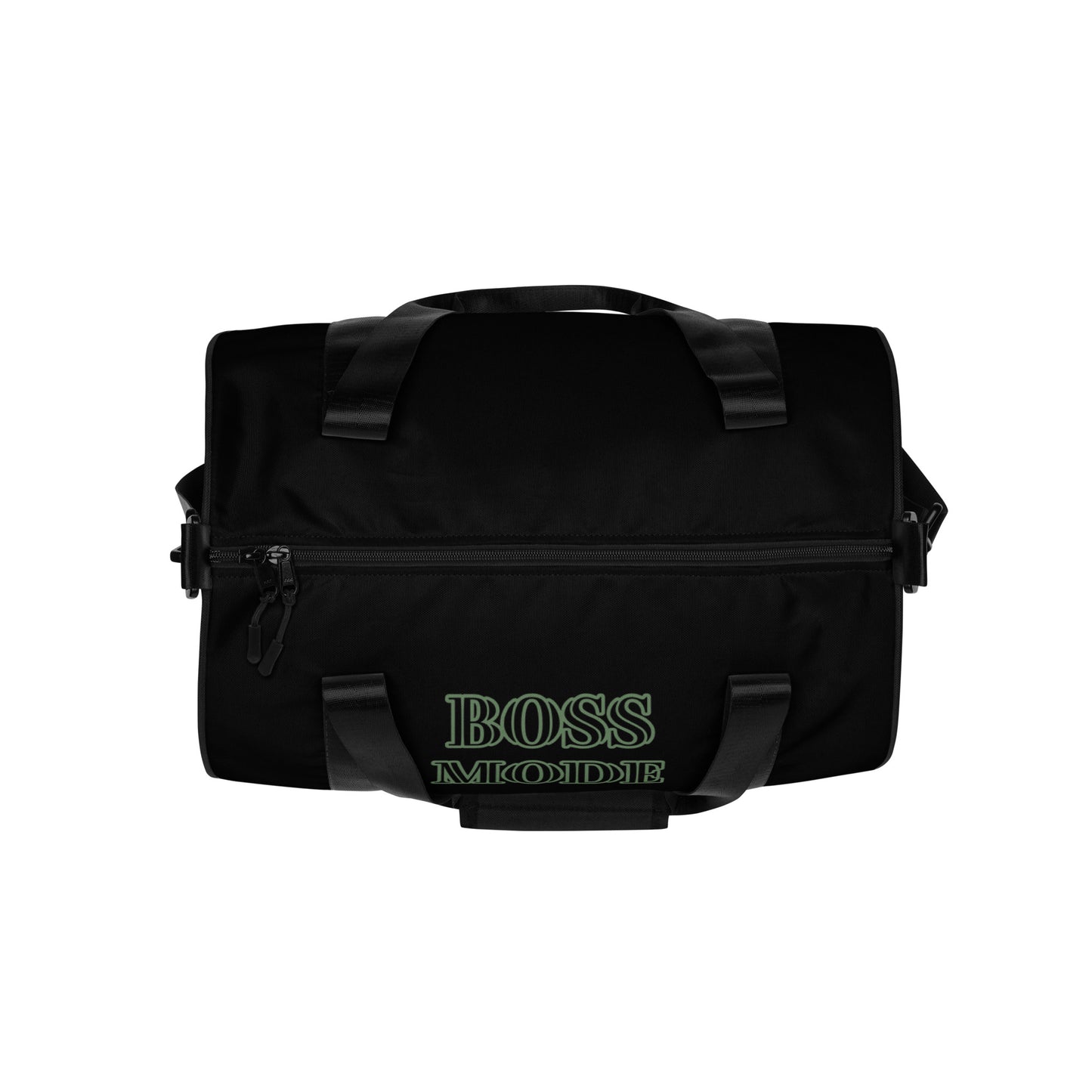 BOSS MODE- SAGE COLOR ON BLACK BACKGROUND All-over print gym bag