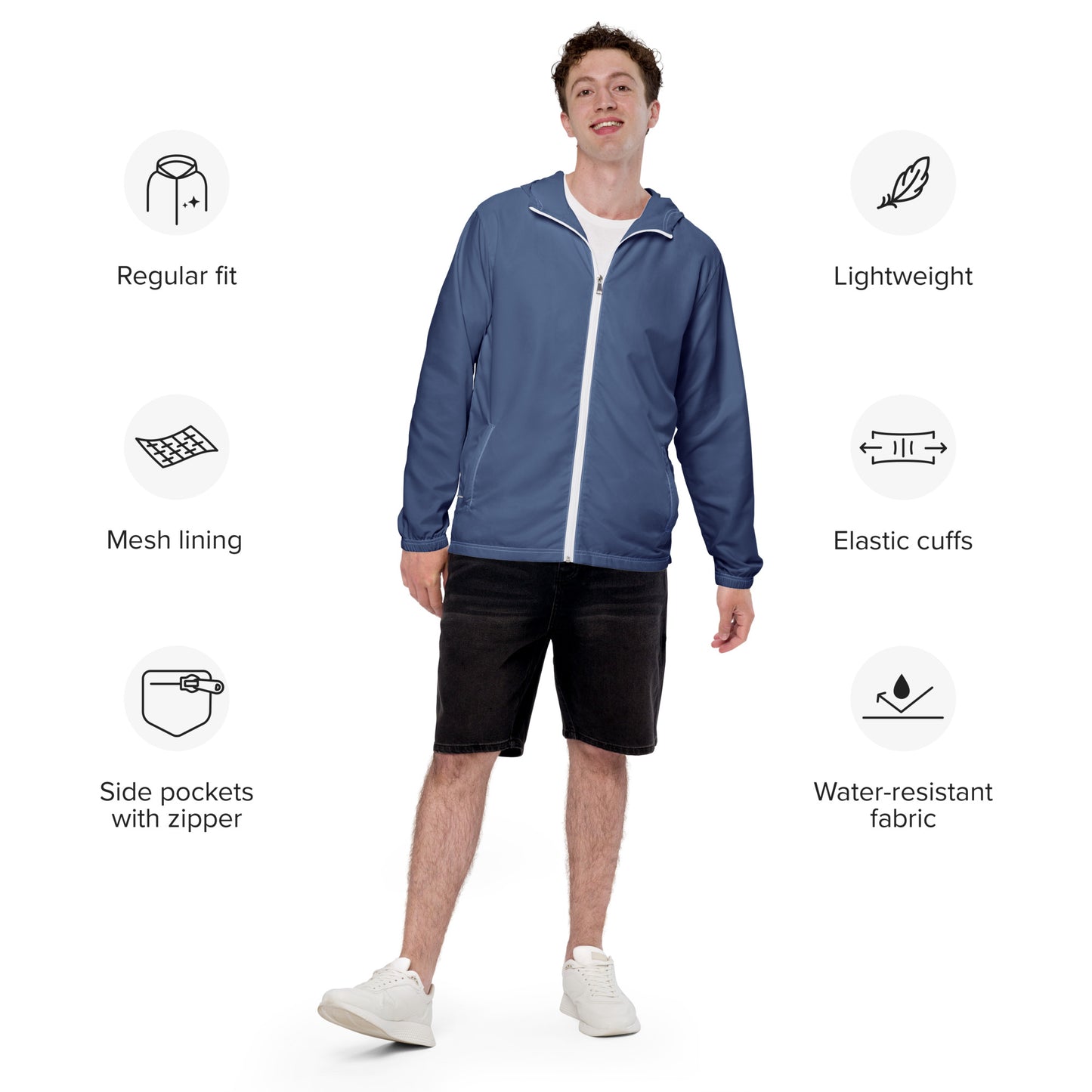 BONDI BEACH BLOKE ---IN BLUE Men’s WATER RESISTANT windbreaker