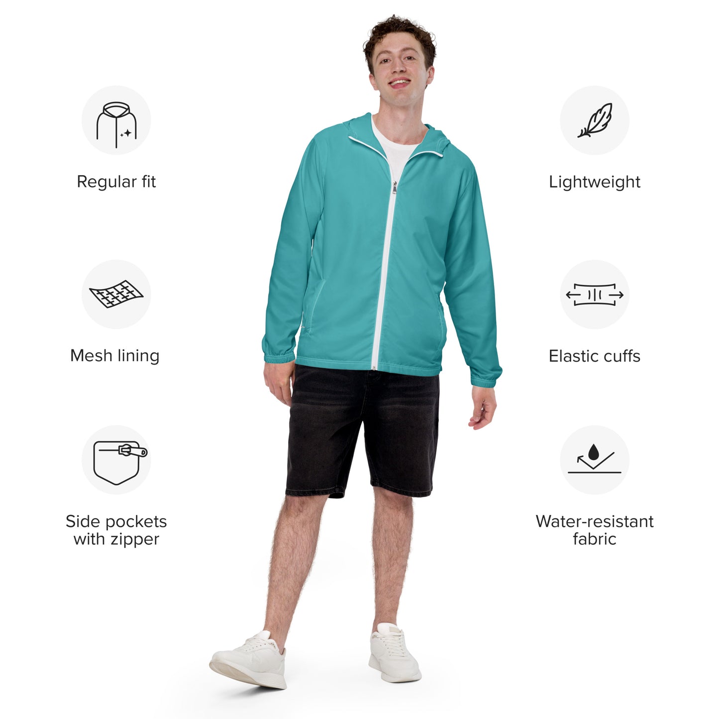 SURFER DUDE TEAL JACKET---Men’s windbreaker