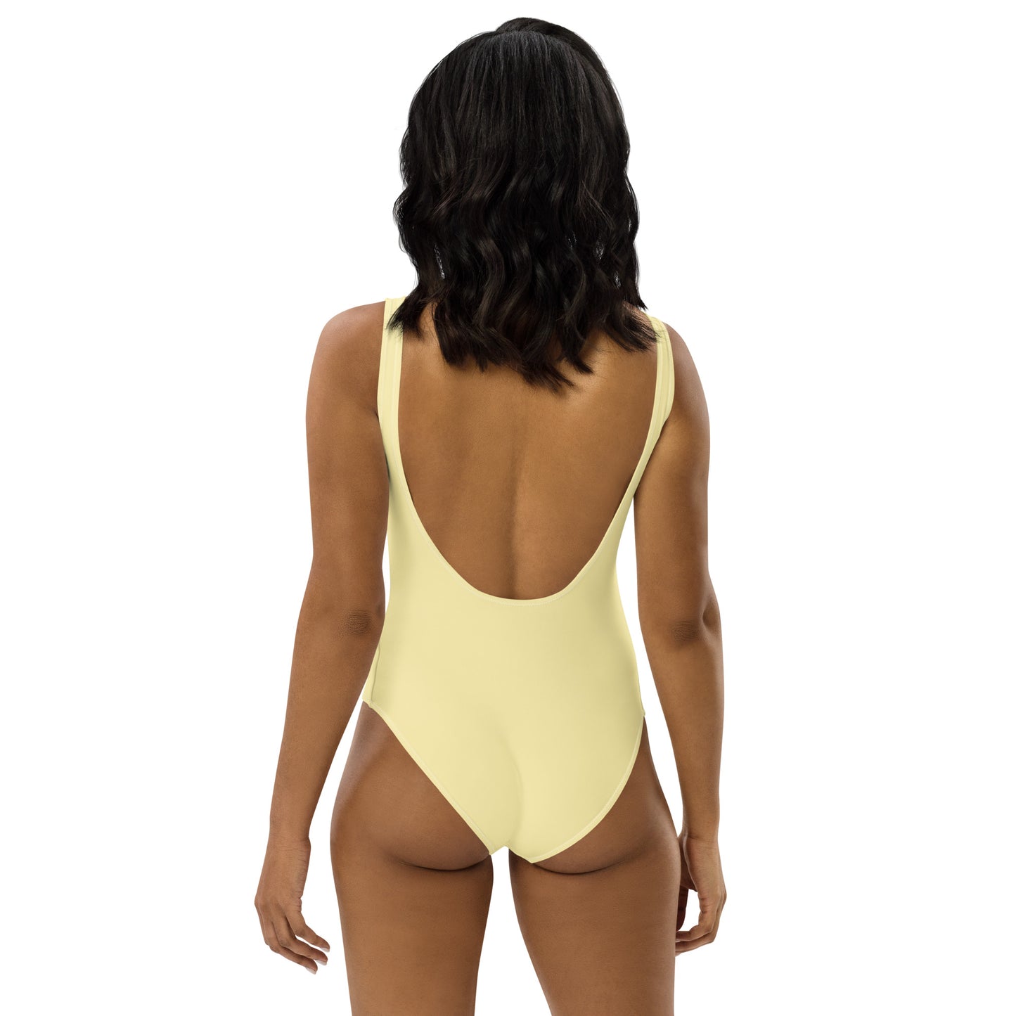 SURF GIRL YELLOW  WITH TEAL WRITING  One-Piece Swimsuit