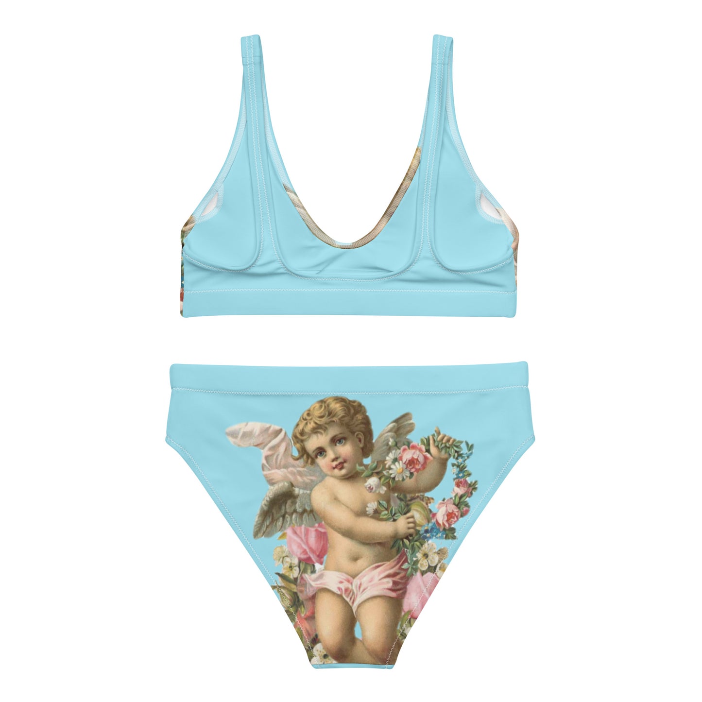 VINTAGE ANGEL ON BLUE high-waisted bikini