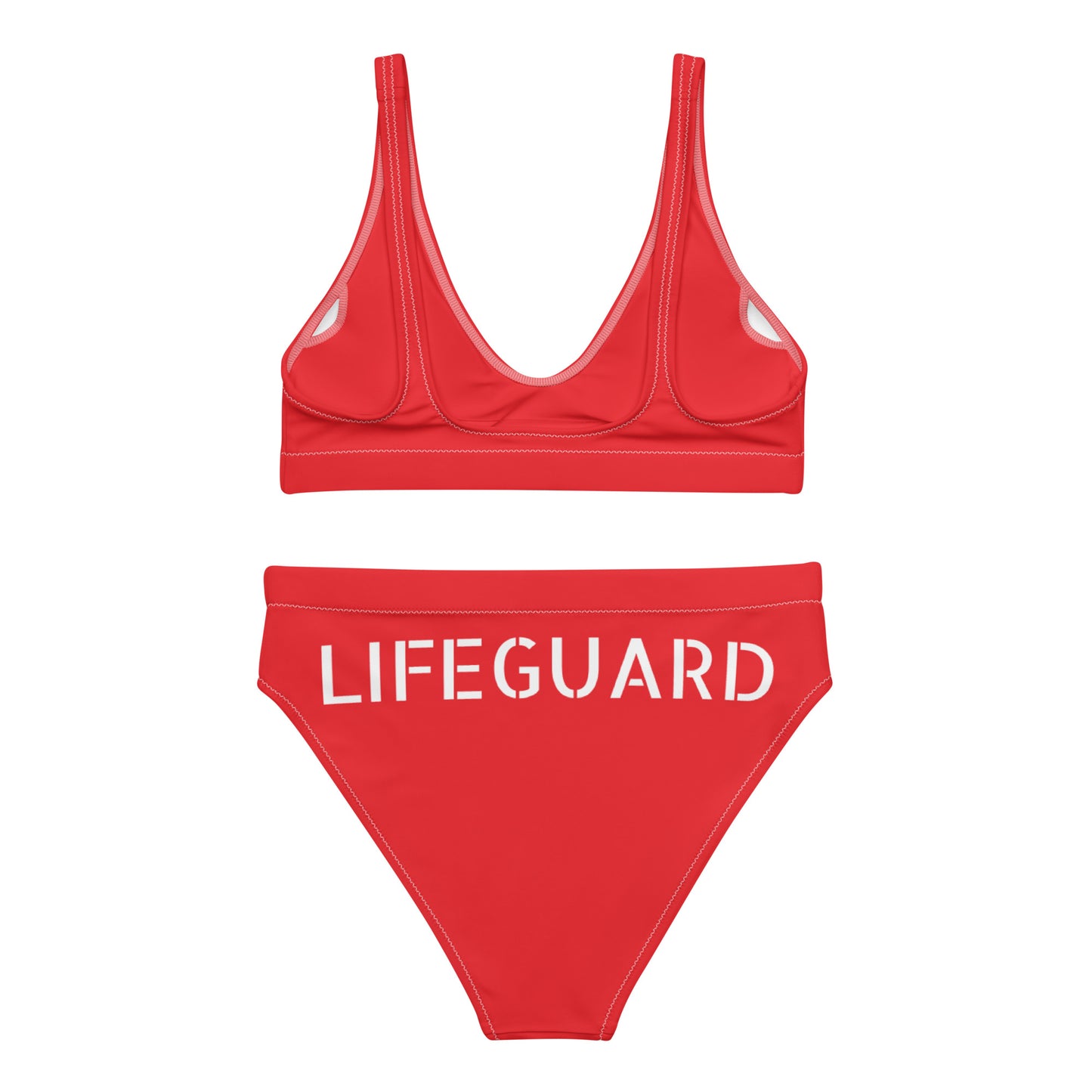 LIFEGUARD----RED BIKINI---Recycled high-waisted bikini