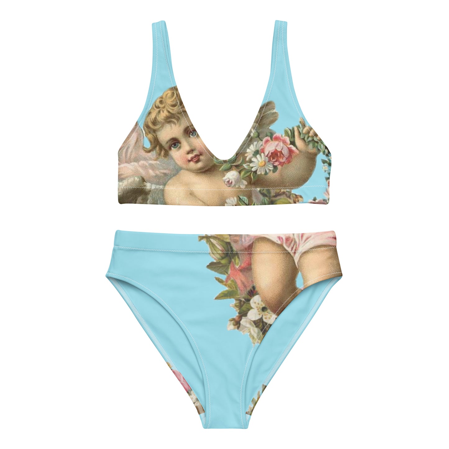 VINTAGE ANGEL ON BLUE high-waisted bikini