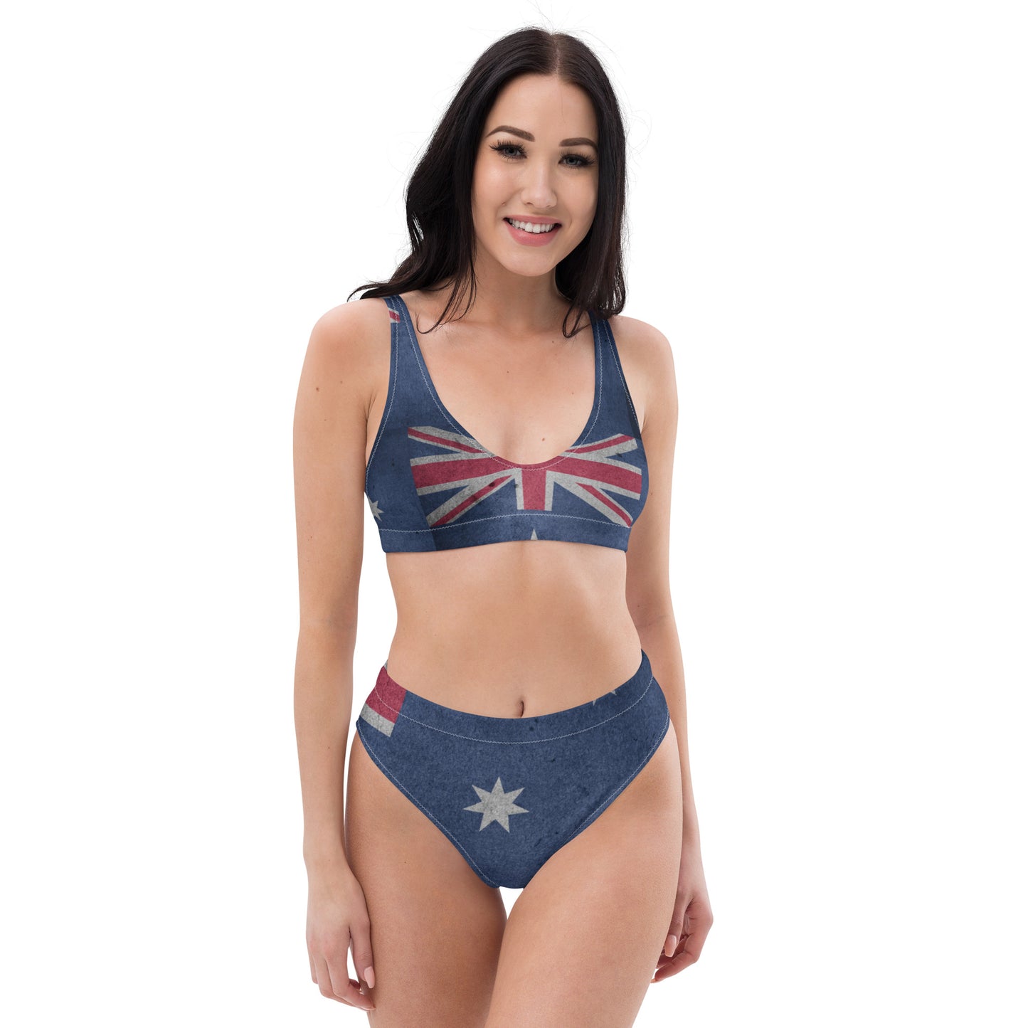 AUSSIE FLAG high-waisted bikini- NOTE THIS ITEM IS PURPOSELY DISTRESSED WITH IMPERFECTIONS ON PRINT