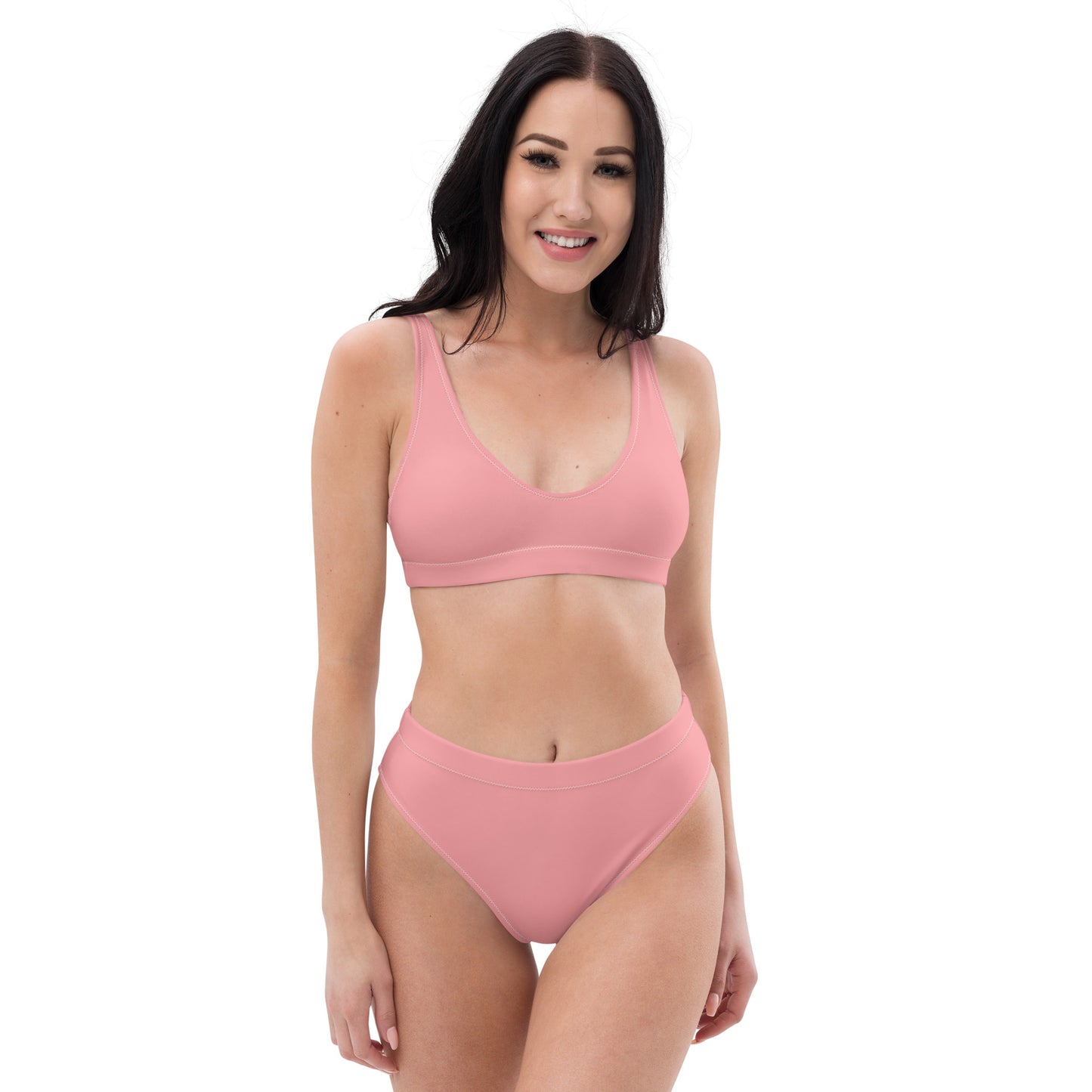 PINK BIKINI--CALIFORNIA GIRL WITH BLACK WRITING Recycled high-waisted bikini