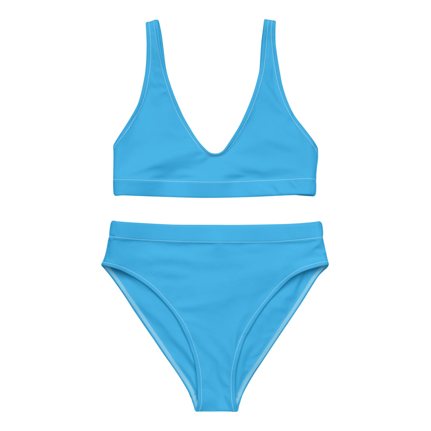 CALIFORNIA GIRL-- BLUE WITH WHITE WRITING Recycled high-waisted bikini