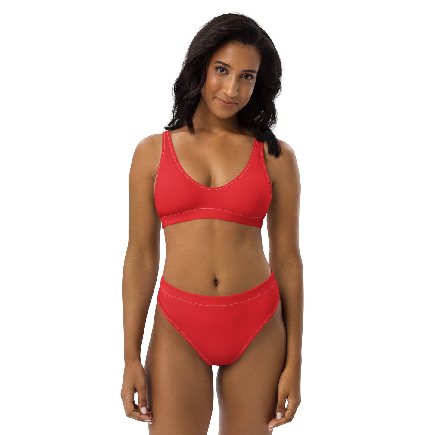 LIFEGUARD----RED BIKINI---Recycled high-waisted bikini