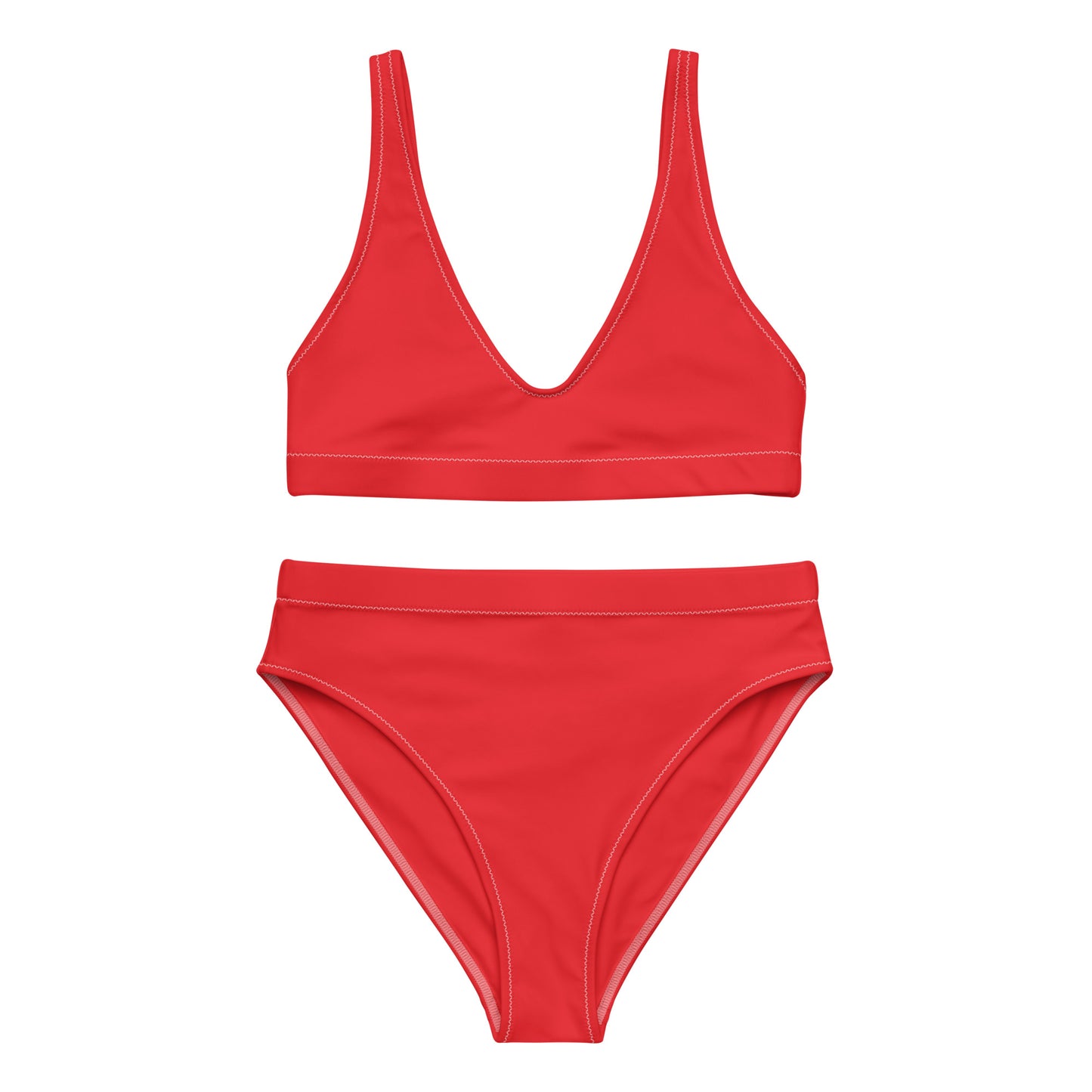 LIFEGUARD----RED BIKINI---Recycled high-waisted bikini