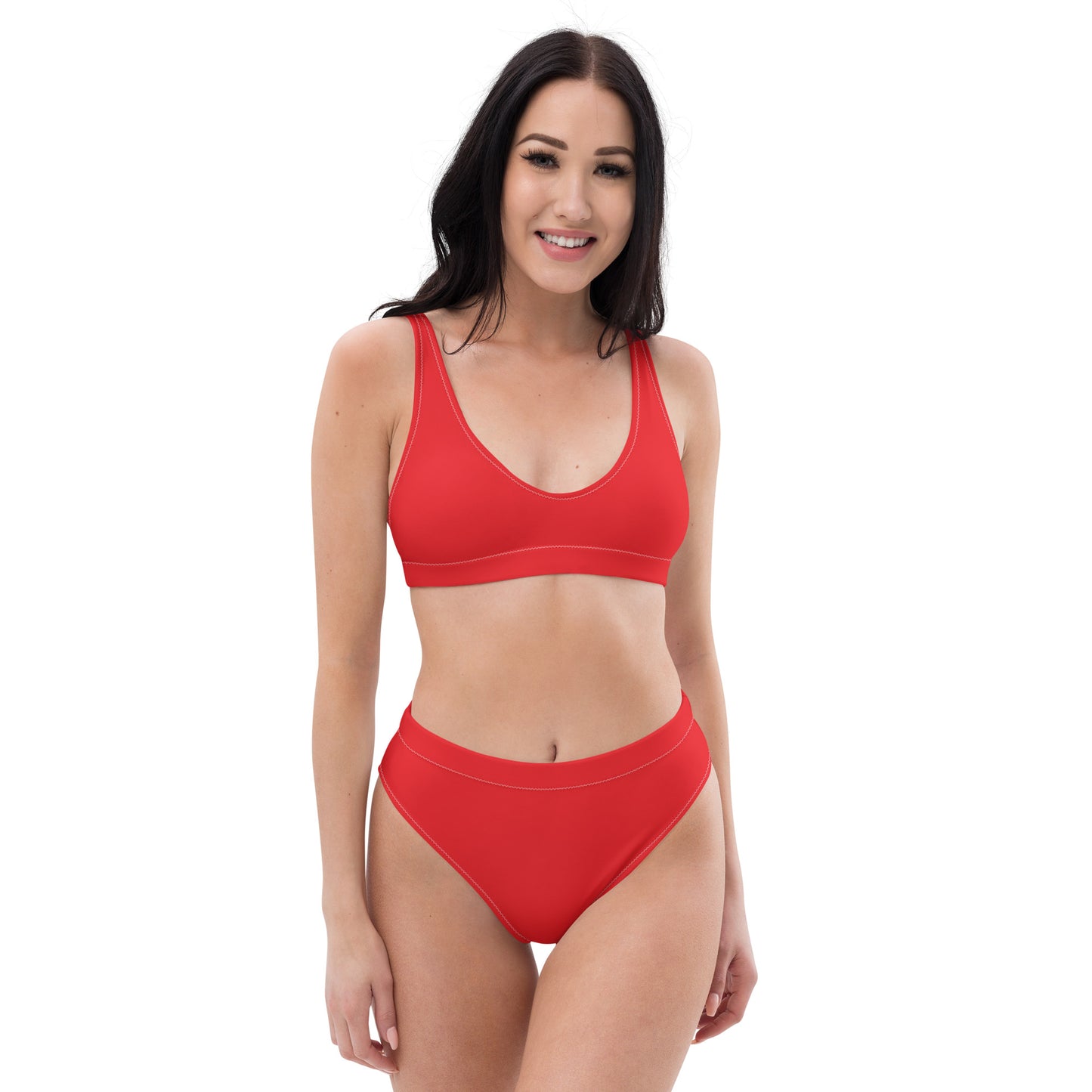 LIFEGUARD----RED BIKINI---Recycled high-waisted bikini