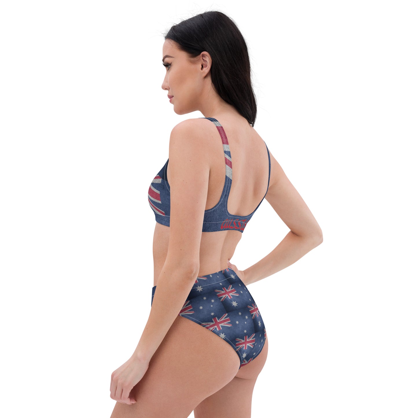 AUSSIE FLAG high-waisted bikini- NOTE THIS ITEM IS PURPOSELY DISTRESSED WITH IMPERFECTIONS ON PRINT