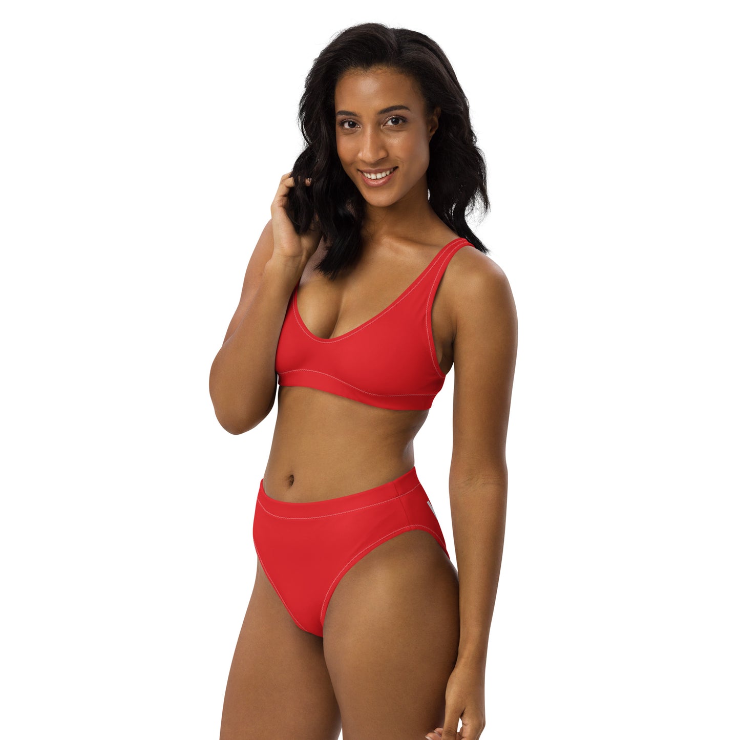 LIFEGUARD----RED BIKINI---Recycled high-waisted bikini