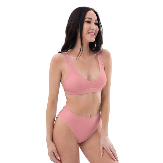 PINK BIKINI--CALIFORNIA GIRL WITH BLACK WRITING Recycled high-waisted bikini