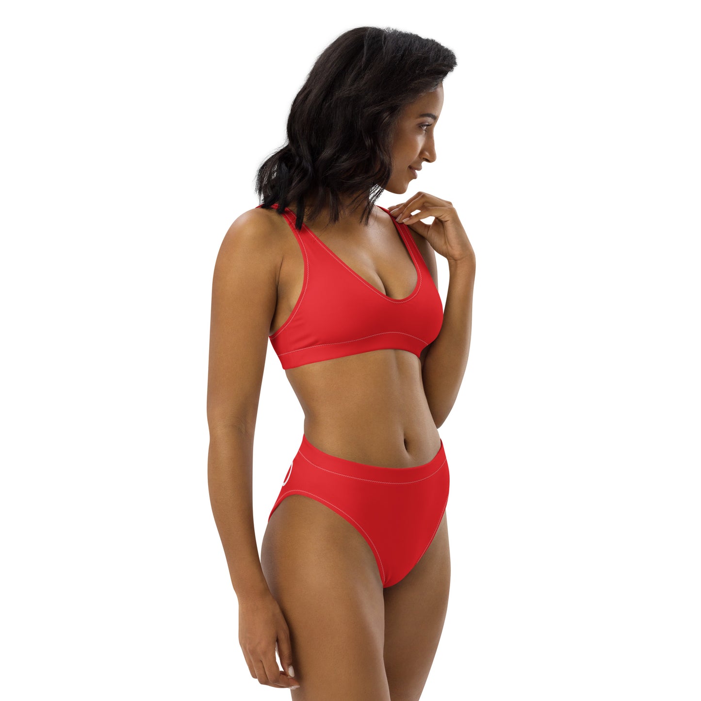 LIFEGUARD----RED BIKINI---Recycled high-waisted bikini