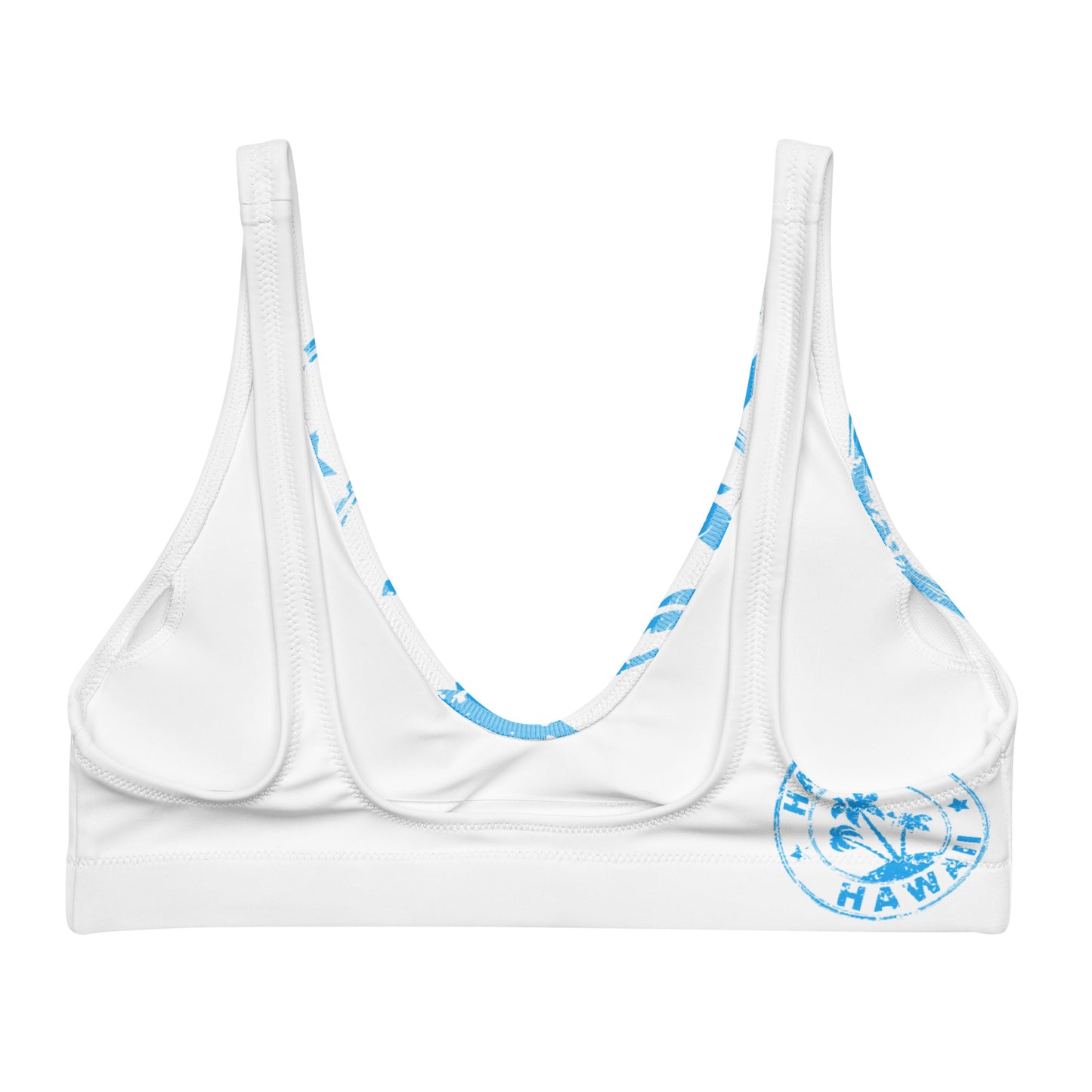 HAWAII BLUE STAMP CUT OUT  WITH WHITE BACKGROUND Recycled padded bikini top