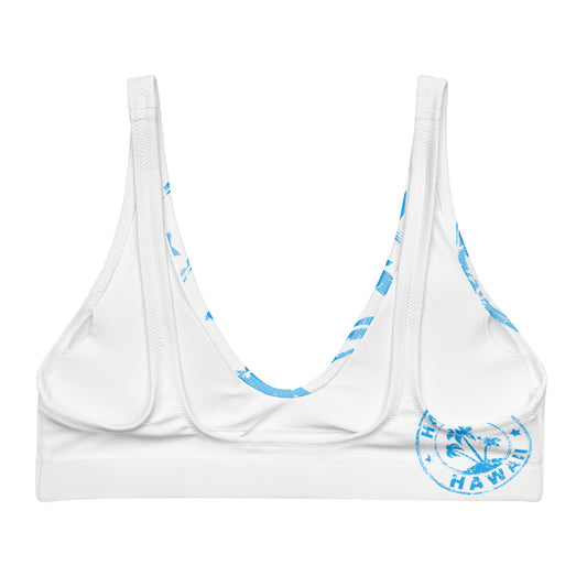 HAWAII BLUE STAMP CUT OUT  WITH WHITE BACKGROUND Recycled padded bikini top