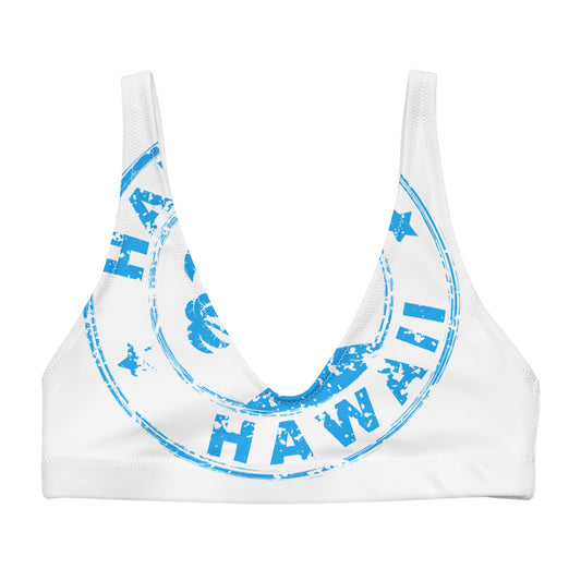 HAWAII BLUE STAMP CUT OUT  WITH WHITE BACKGROUND Recycled padded bikini top