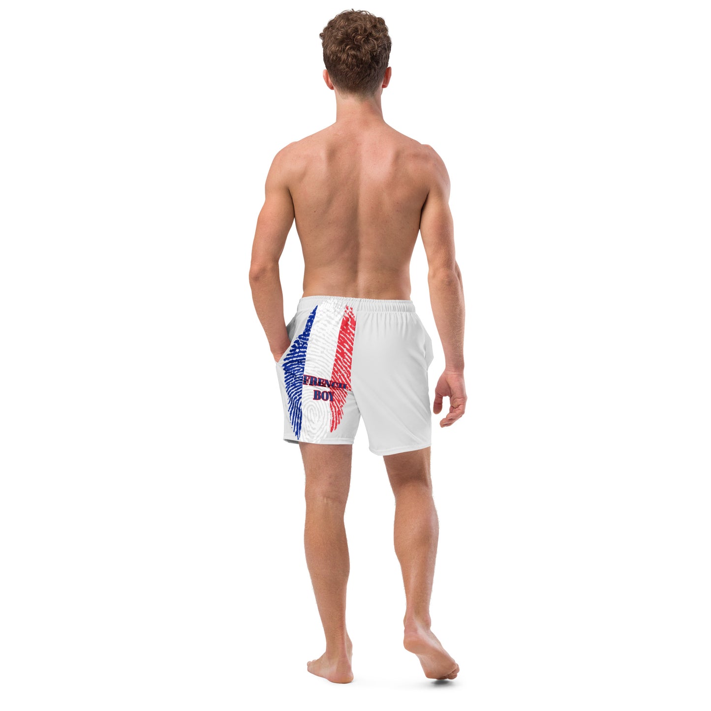 FRANCE BOUTIQUE Men's swim trunks- FRANCE FLAG WITH WORDS- FRENCH BOY