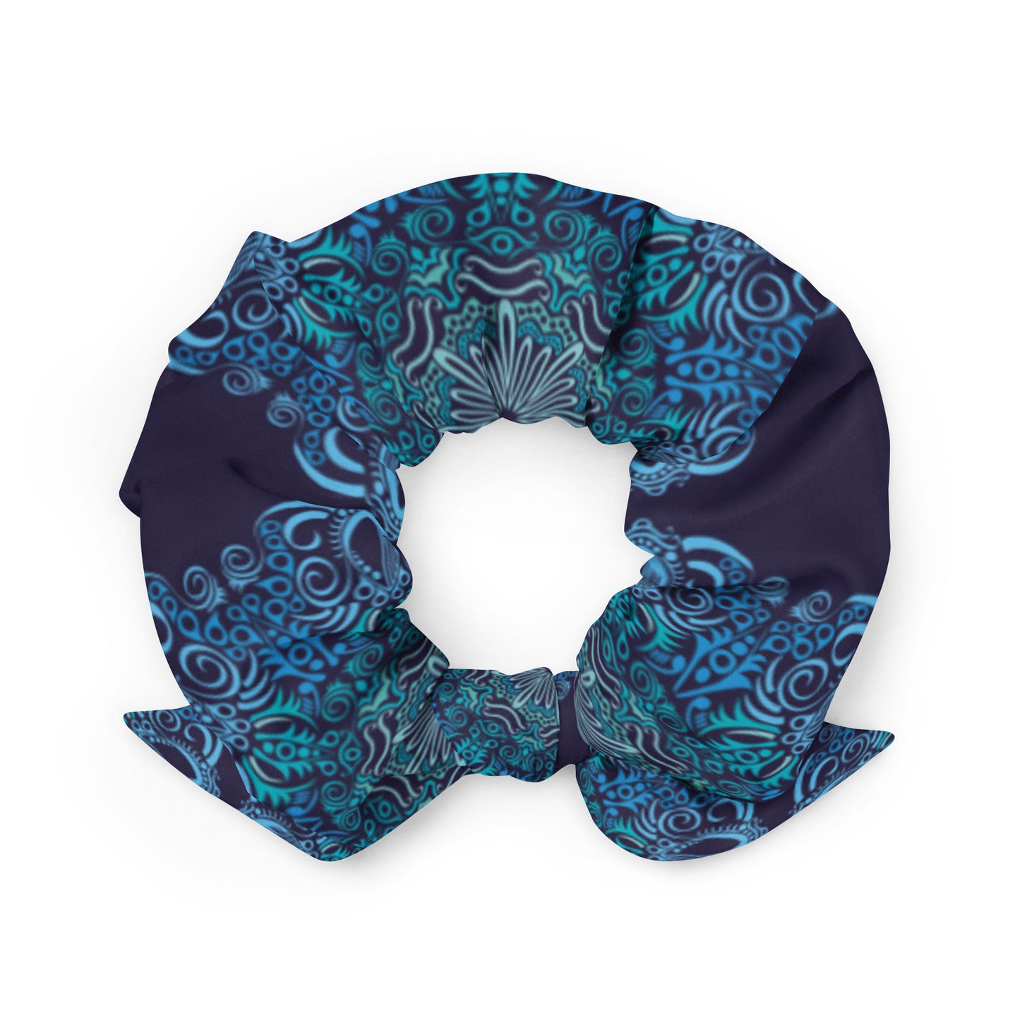 TEAL & NAVY  PATTERN Scrunchie