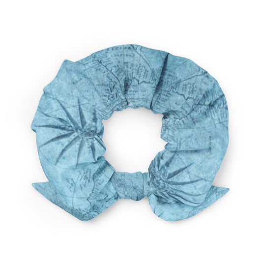 SPA DAY- BLUE TRAVEL COMPASS  MAP Scrunchie