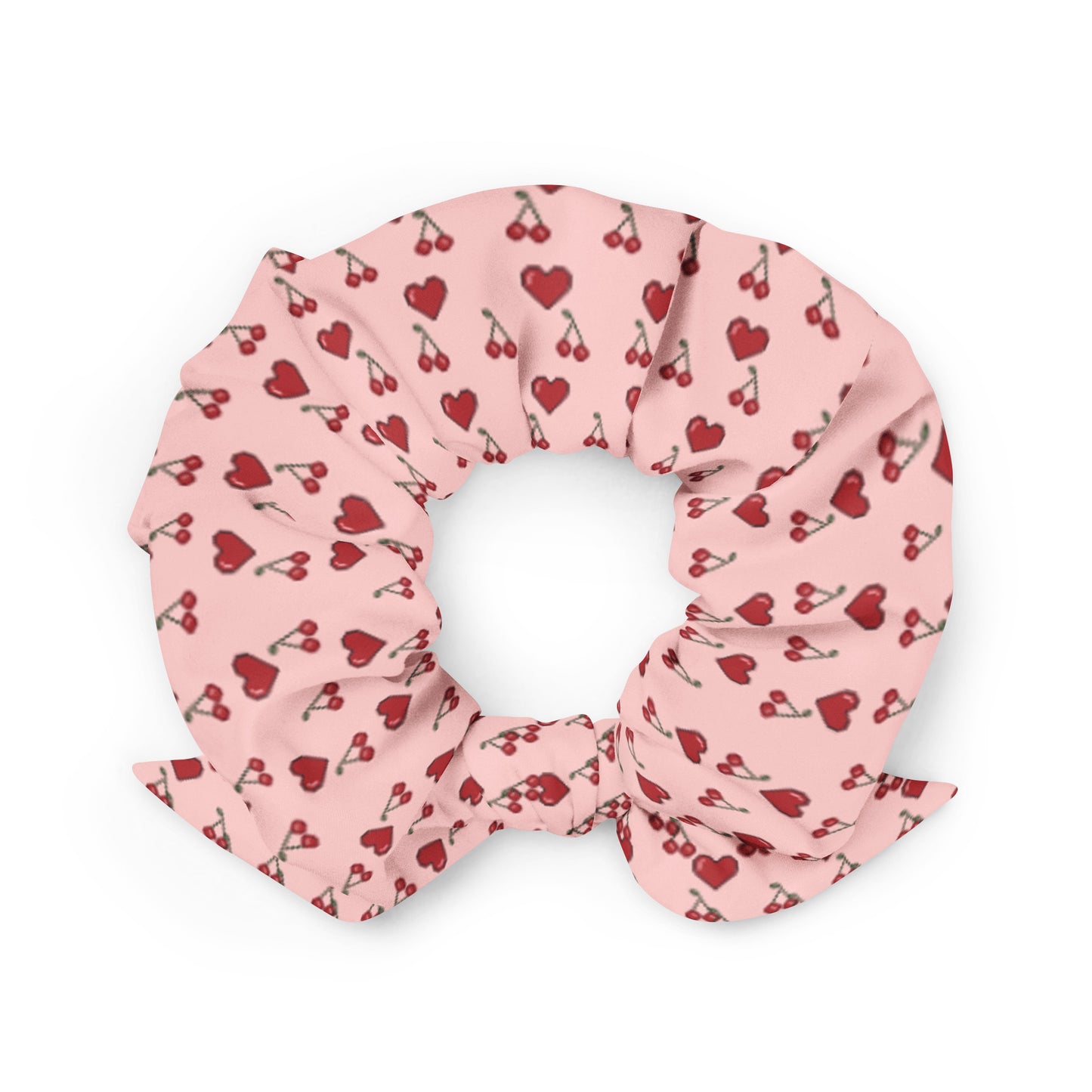 SPA DAY- PINK CHERRY HEARTS Scrunchie